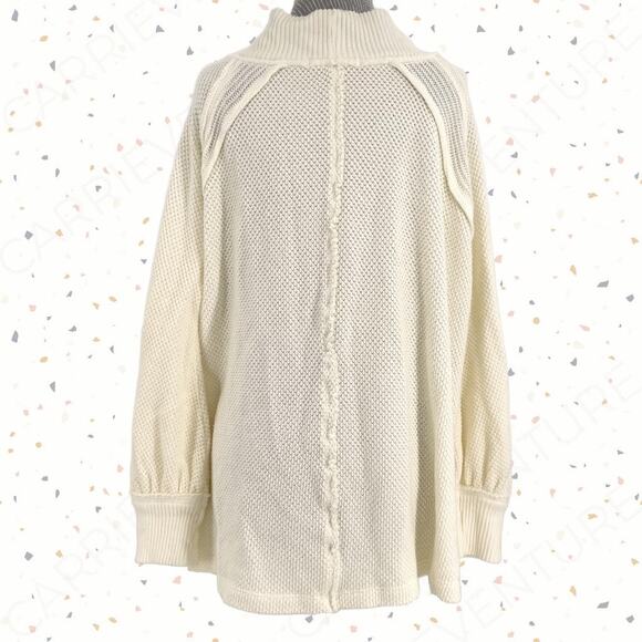 Free People Oversized Cozy Sweater Frenchnilla Cream She’s A Keeper Size M - Picture 2 of 12